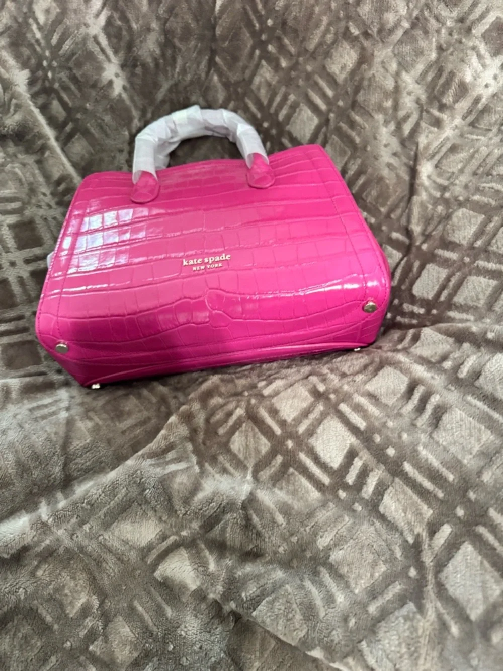 kate spade Hot Pink Croc-Embossed Satchel